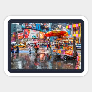 New York City Rainy Day Reflections Sticker